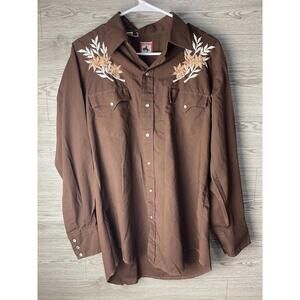 Vintage Chute #1 Cowboy Pearl Snap Shirt L 70s Floral Rodeo